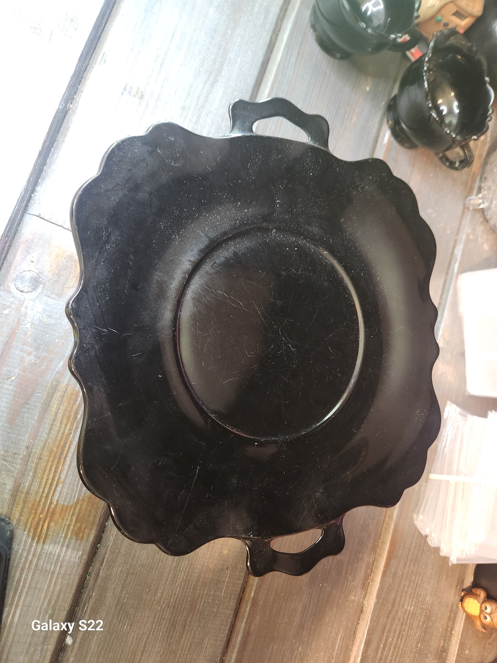 LE Smith Black Amethyst Vintage Decorative Serving Tray with Handles 12 Inches